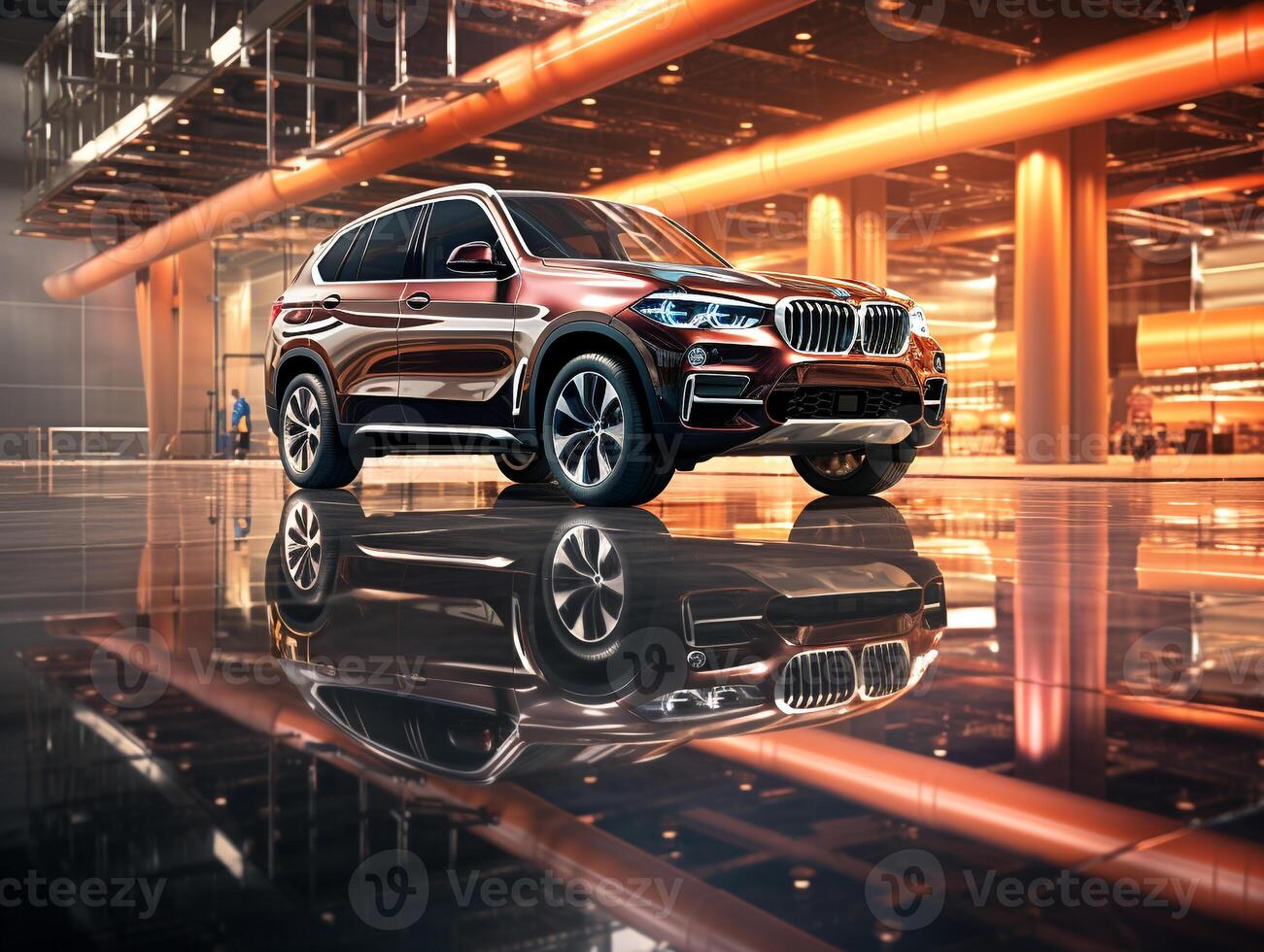 bmw x5 utställning. generativ ai foto