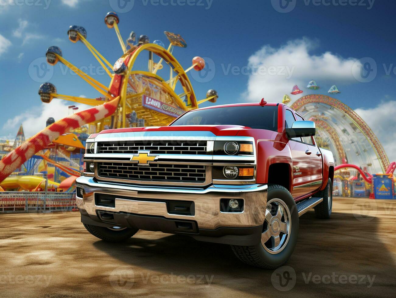 Chevrolet silverado utställning. generativ ai foto