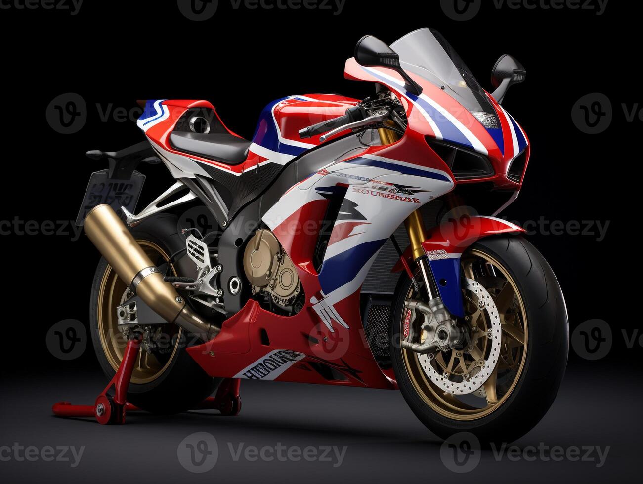 honda cbr1000rr eld blad utställning. generativ ai foto