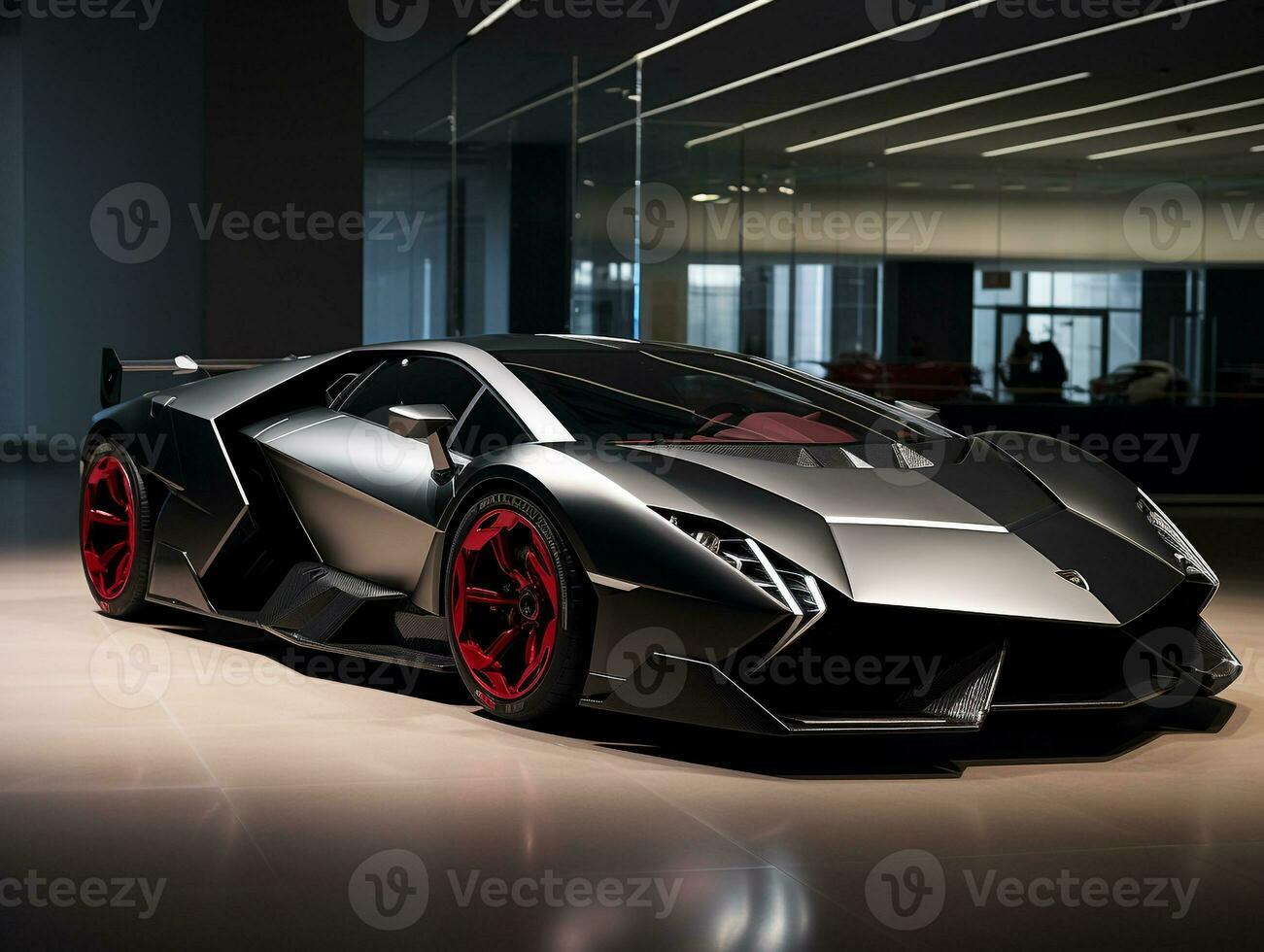 lamborghini sesto elemento utställning. generativ ai foto