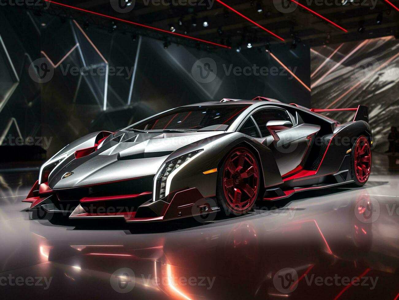 lamborghini veneno utställning. generativ ai foto