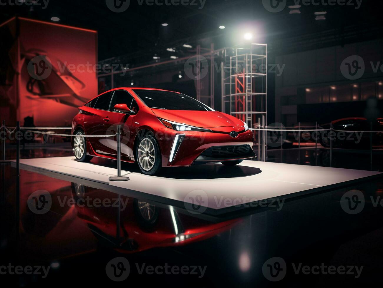 Toyota prius utställning. generativ ai foto