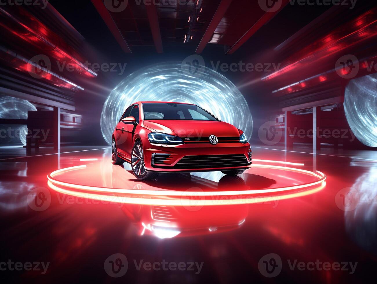 volkswagen golf utställning. generativ ai foto