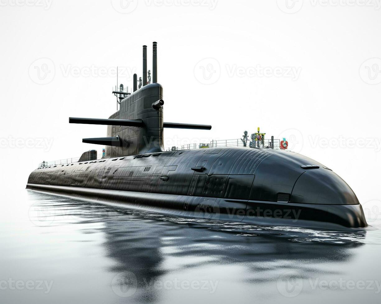 ballistisk missil u-båt på vit bakgrund. generativ ai foto