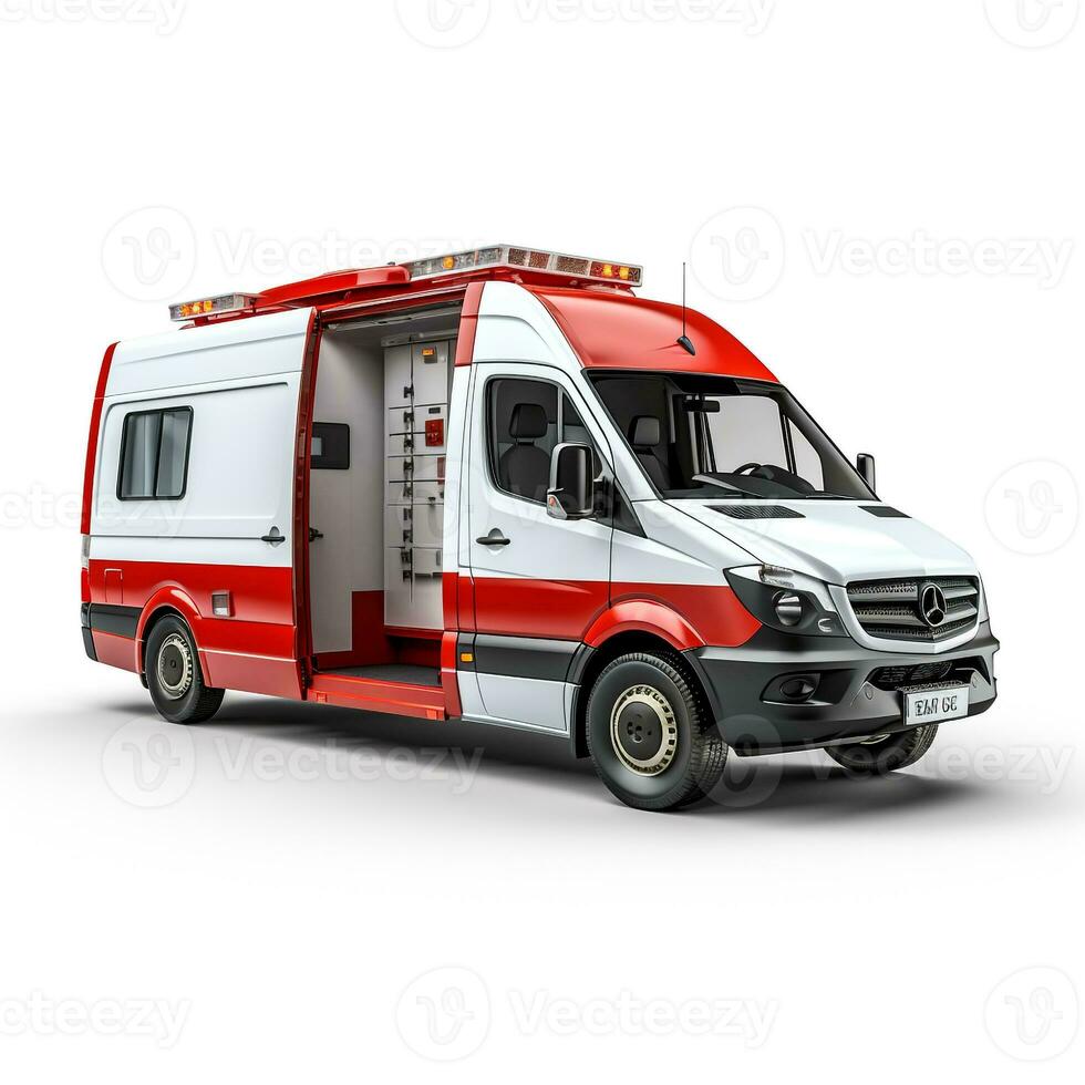 ambulans på vit bakgrund. generativ ai foto