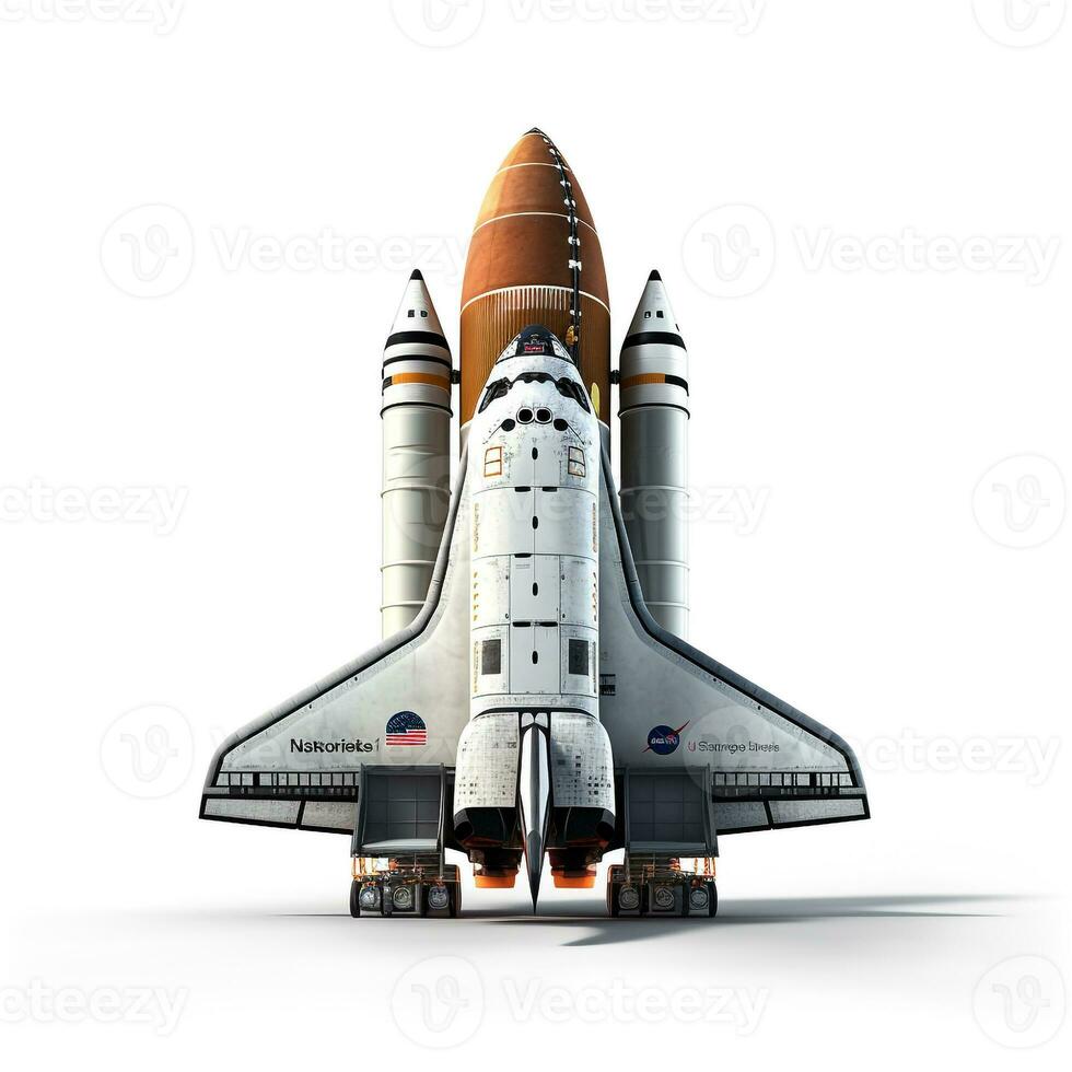 Plats shuttle atlantis på vit bakgrund. generativ ai foto
