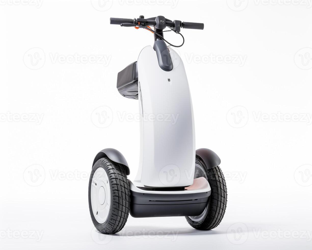 segway på vit bakgrund. generativ ai foto