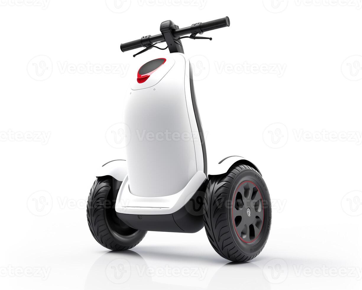 segway på vit bakgrund. generativ ai foto