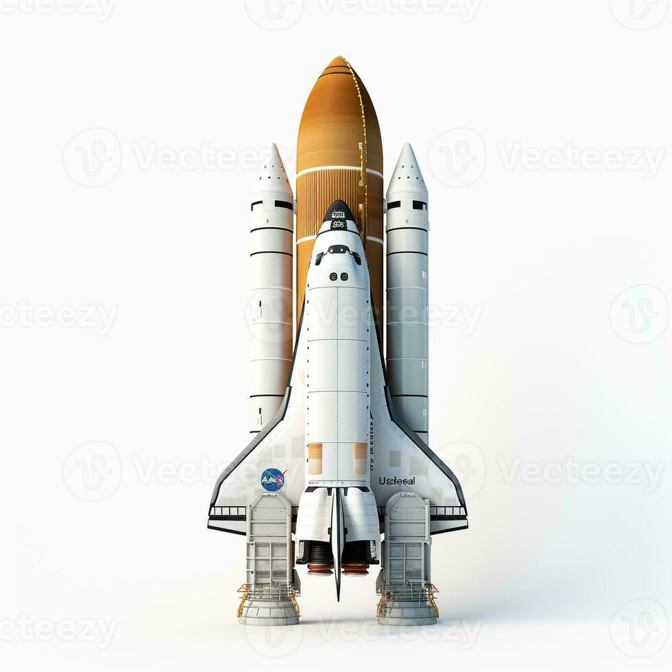 Plats shuttle columbia på vit bakgrund. generativ ai foto
