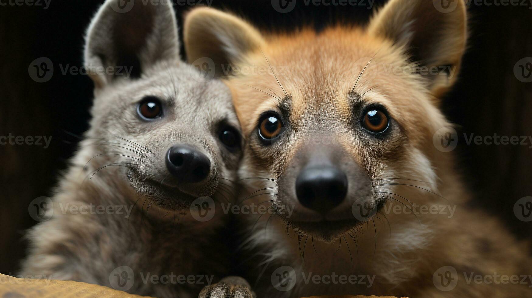 Foto av hjärtat smälter två hyenor med ett betoning på uttryck av kärlek. generativ ai