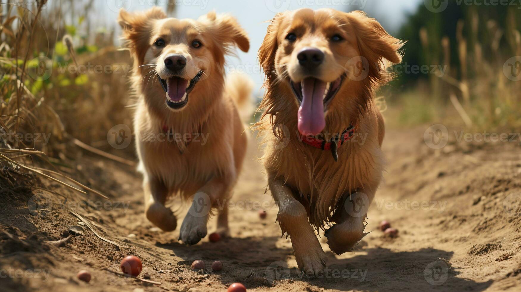 Foto av hjärtat smälter två hundar med ett betoning på uttryck av kärlek. generativ ai