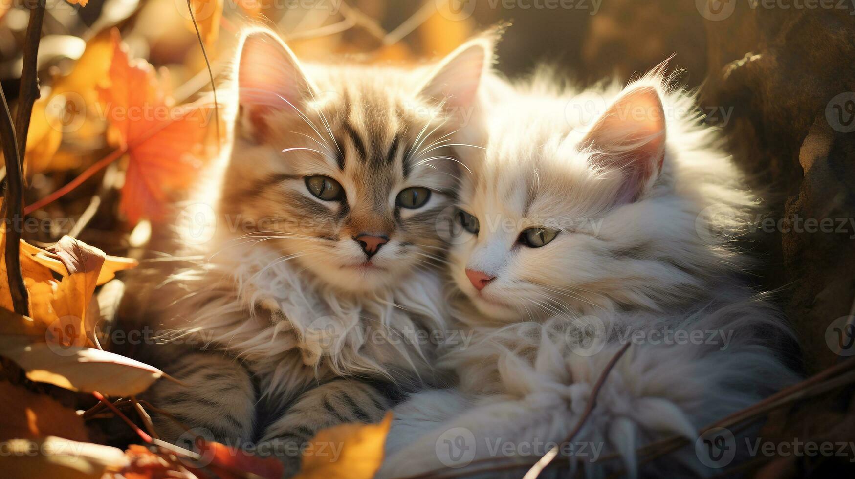 Foto av hjärtat smälter två katter med ett betoning på uttryck av kärlek. generativ ai
