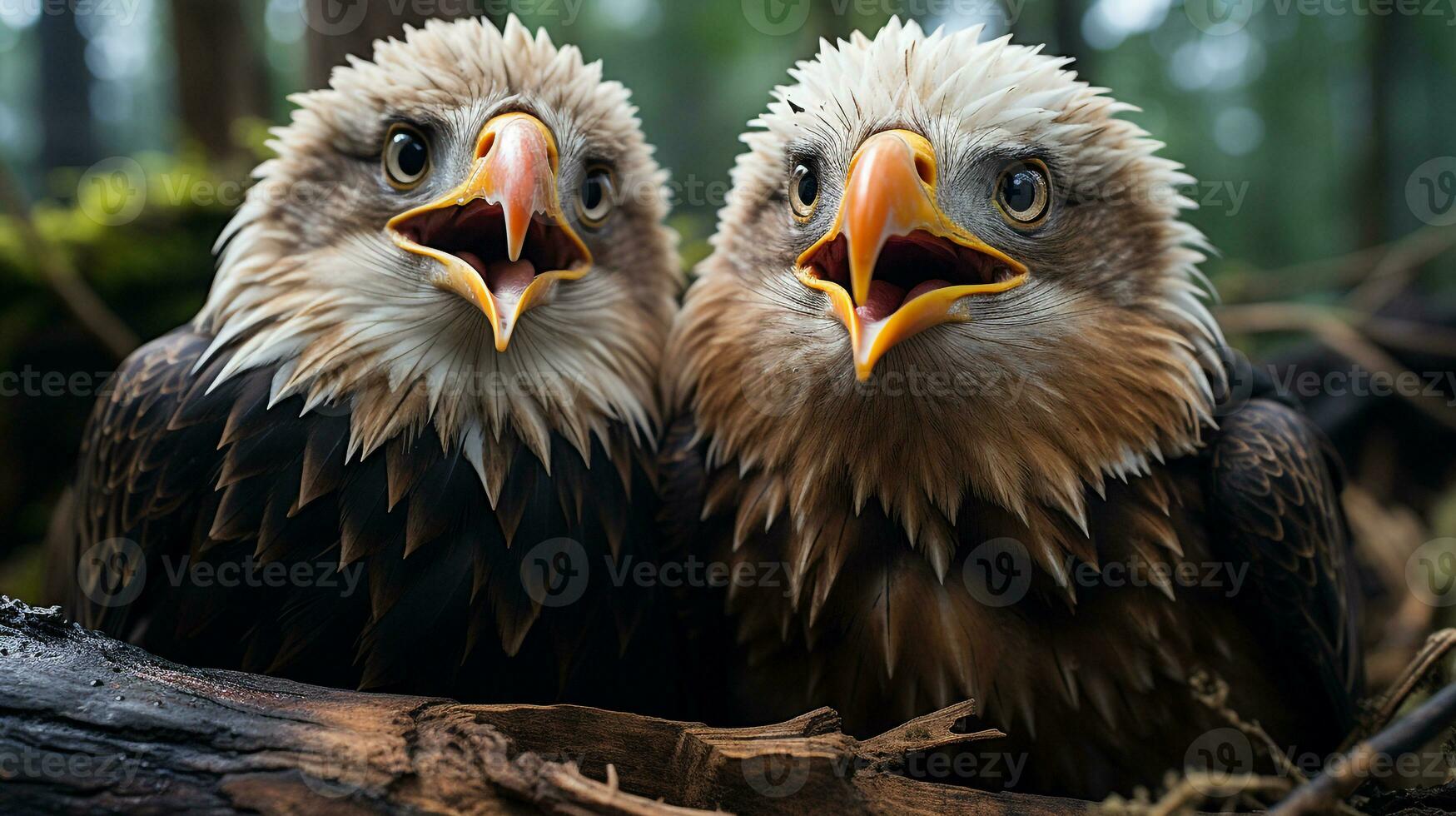 Foto av hjärtat smälter två skallig eagles med ett betoning på uttryck av kärlek. generativ ai