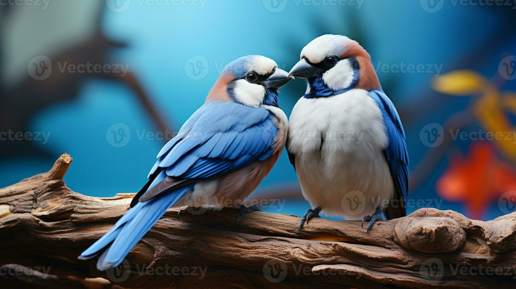 Foto av hjärtat smälter två blå nötskrikar med ett betoning på uttryck av kärlek. generativ ai