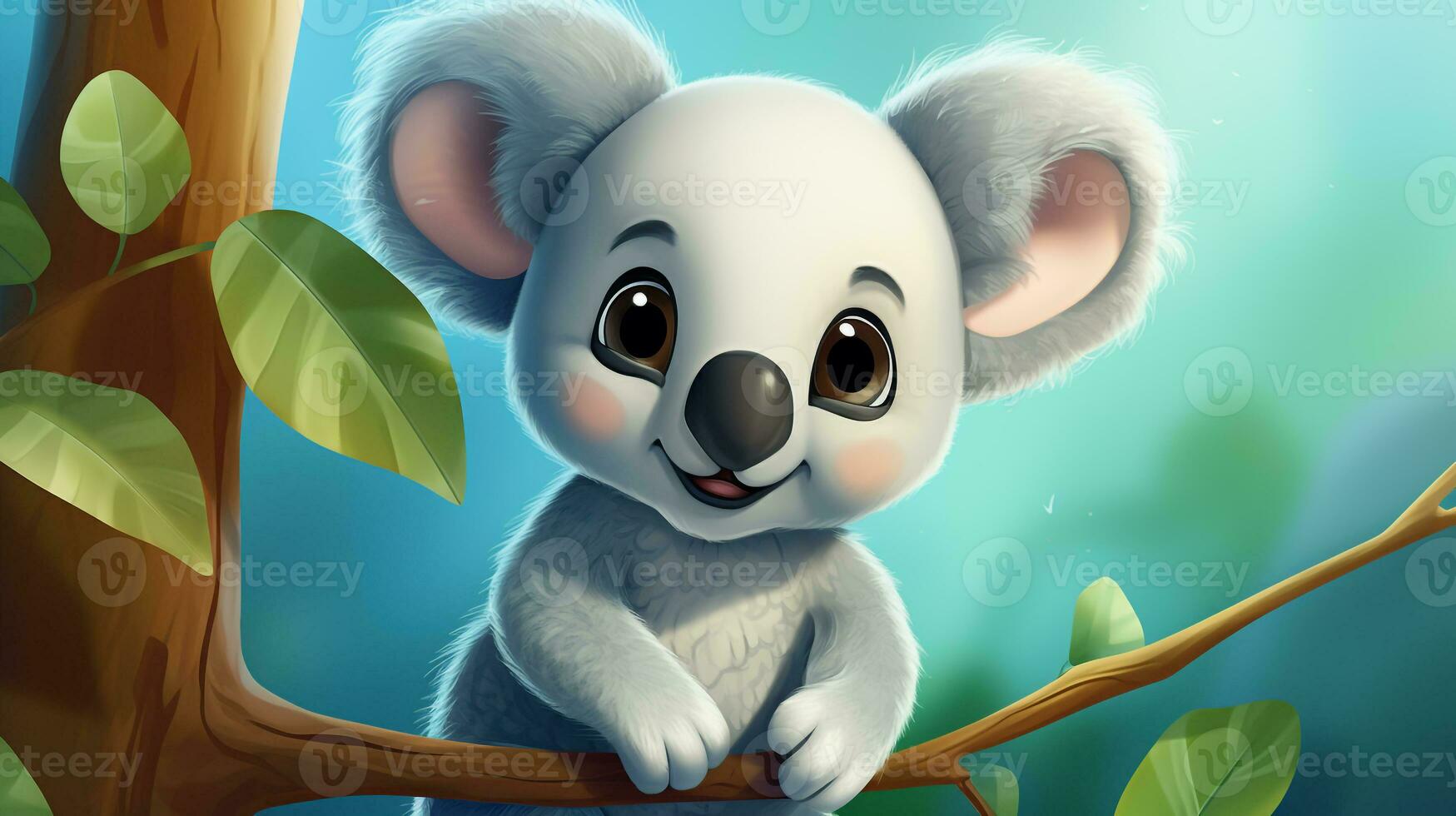 en söt liten koala i disney tecknad serie stil. generativ ai foto