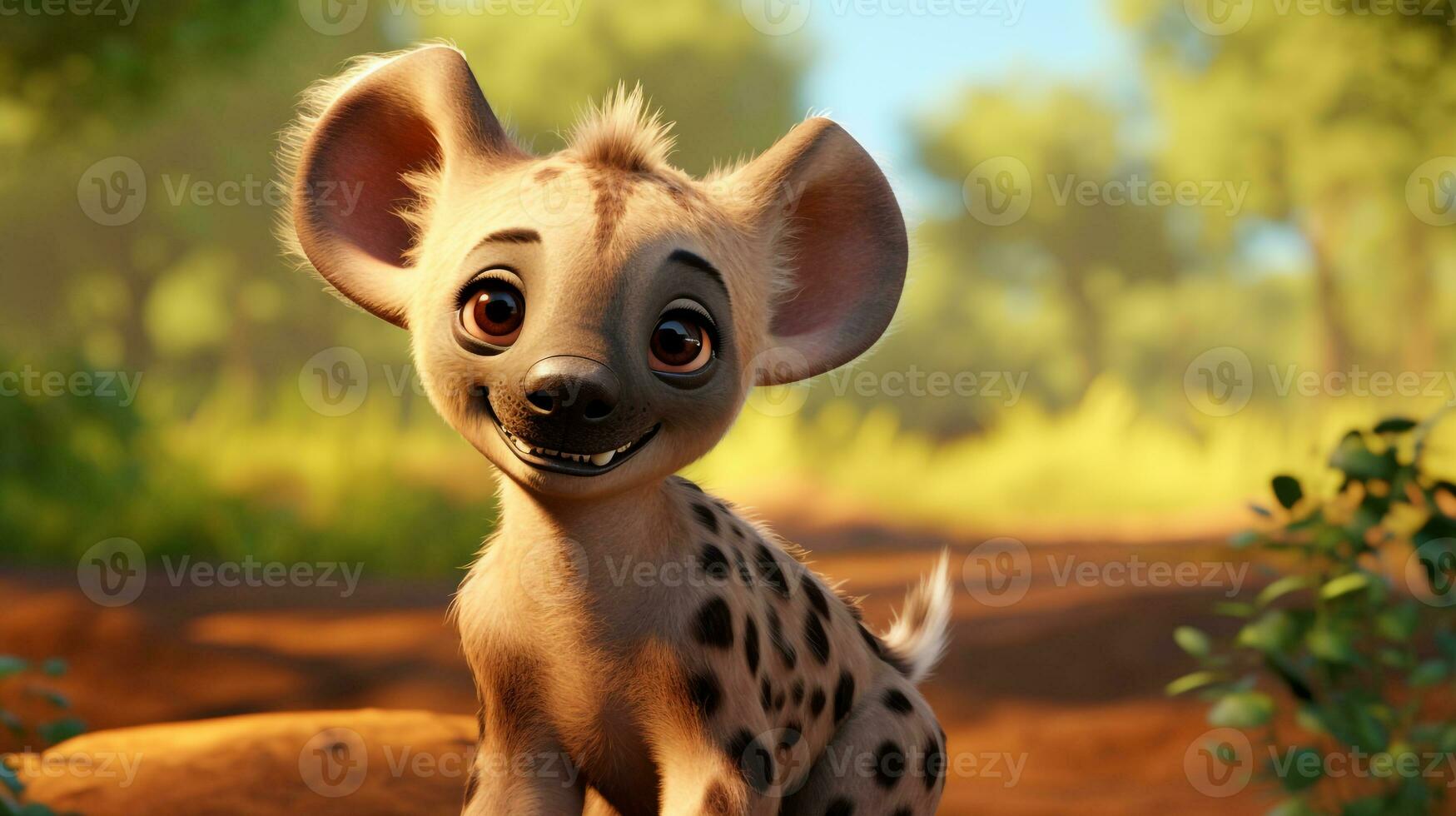 en söt liten hyena i disney tecknad serie stil. generativ ai foto