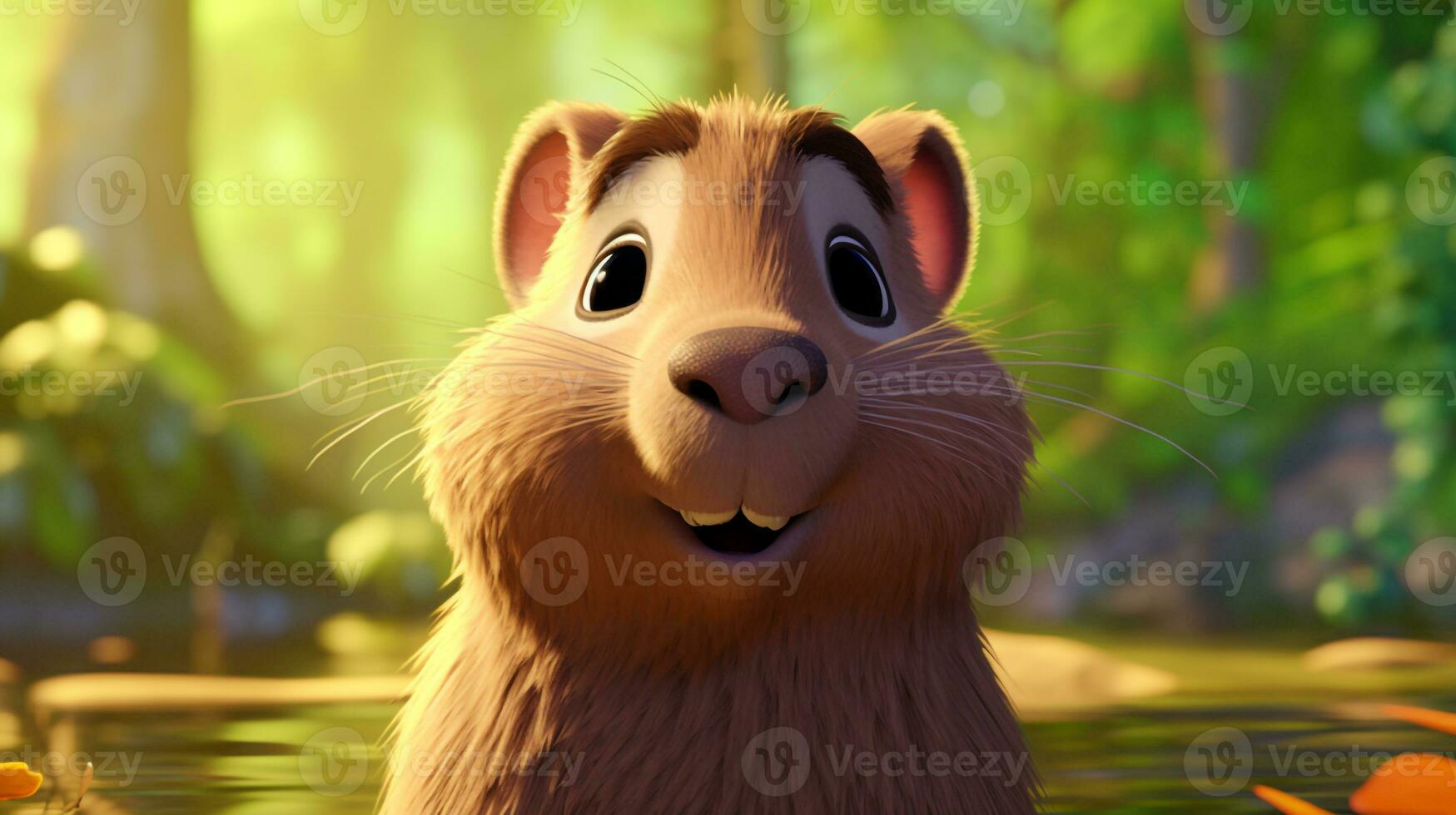 en söt liten capybara i disney tecknad serie stil. generativ ai foto