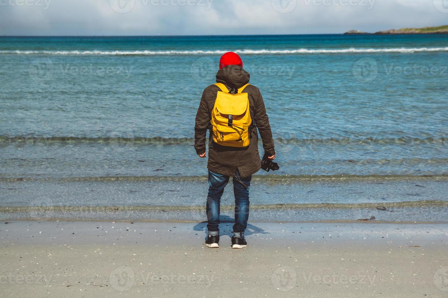 resenärsfotograf som tar över landskapsfotolandskapet foto