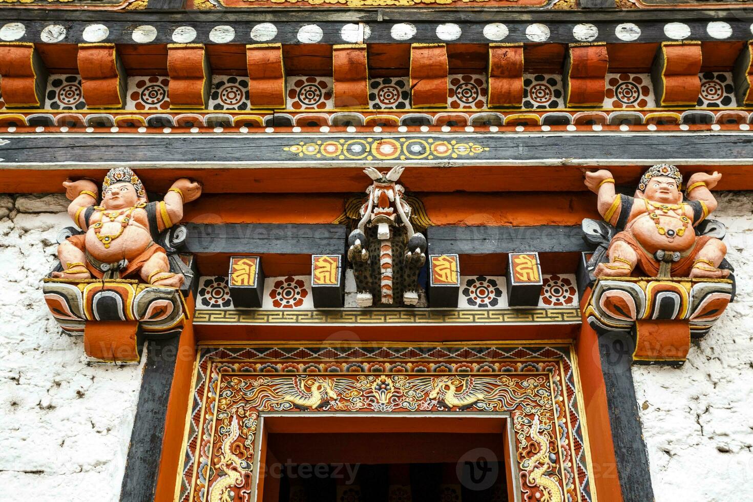 exteriör av de trashi chhoe dzong i thimphu, bhutan, Asien foto