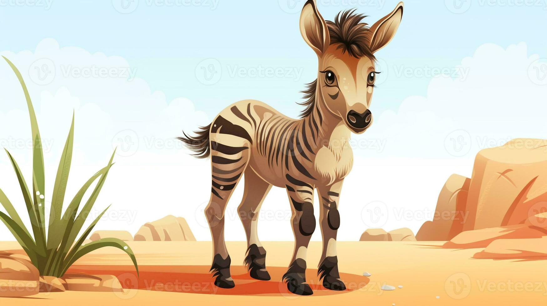 en söt liten zonkey i vektor stil. generativ ai foto