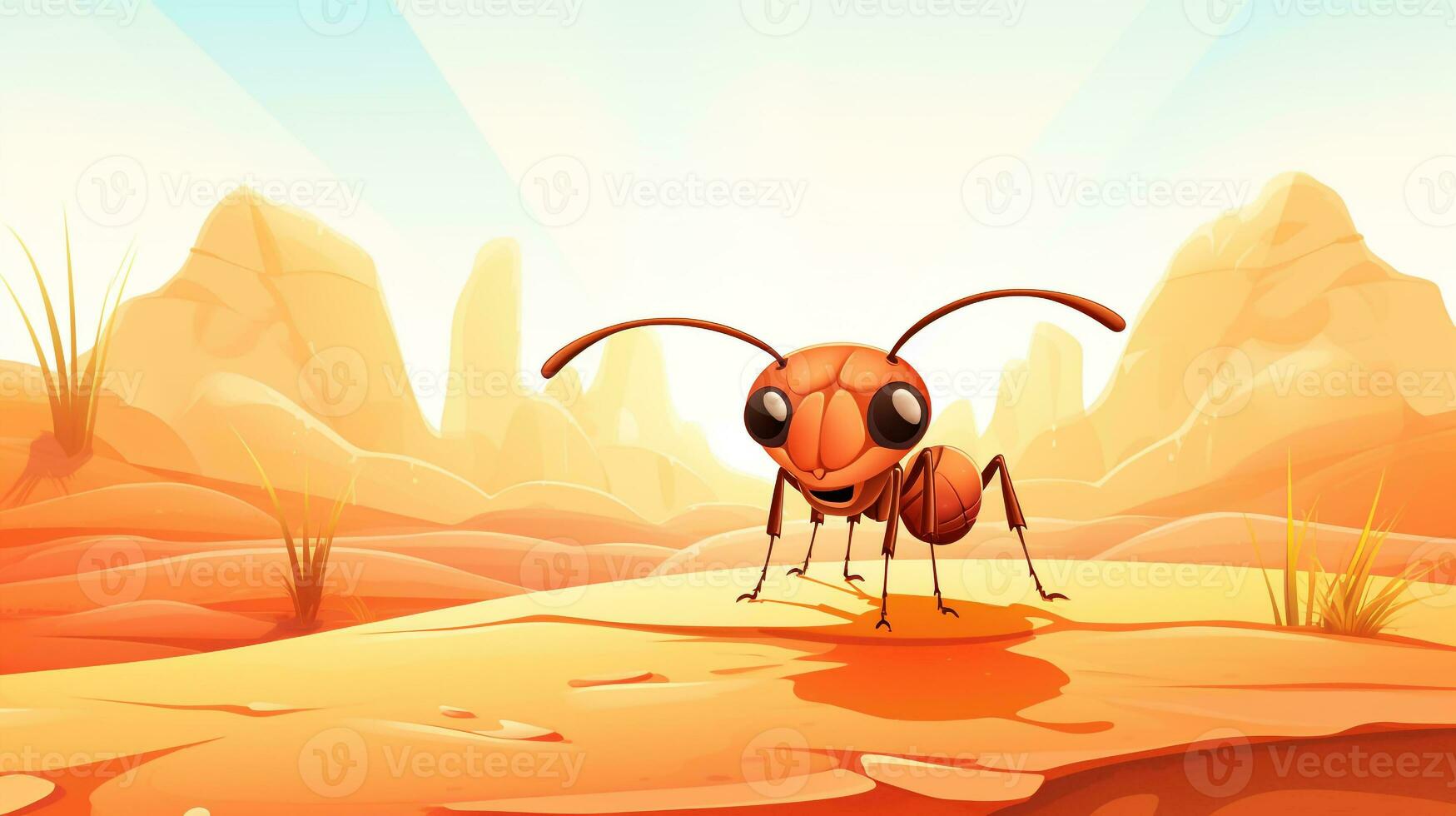en söt liten sahara öken- myra i vektor stil. generativ ai foto