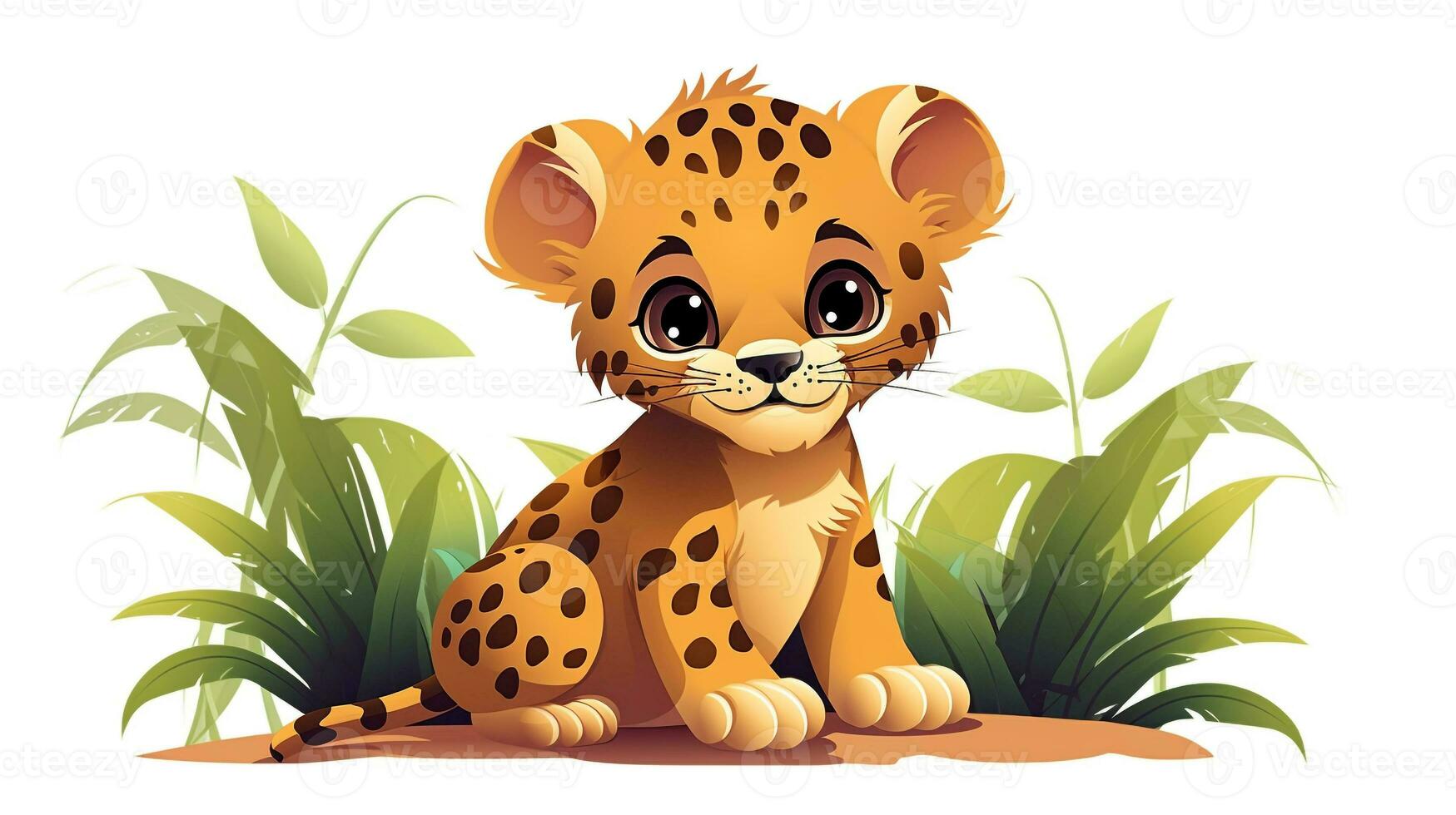 en söt liten jaguar i vektor stil. generativ ai foto