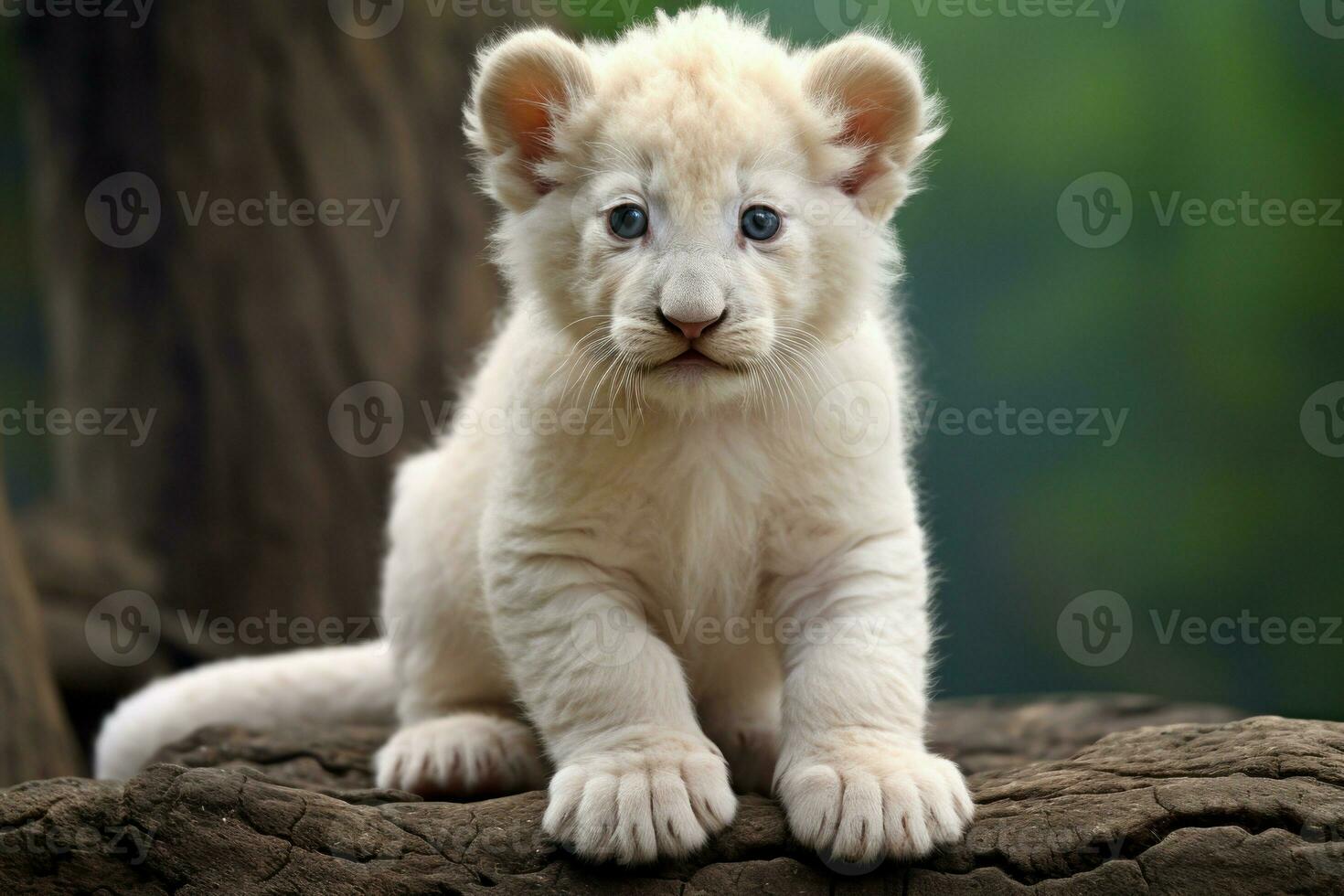 majestätisk söt vit lejon. generera ai foto