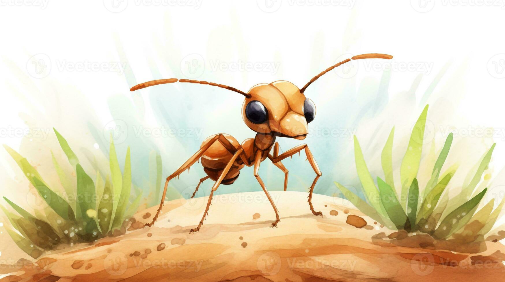 en söt liten sahara öken- myra i vattenfärg stil. generativ ai foto
