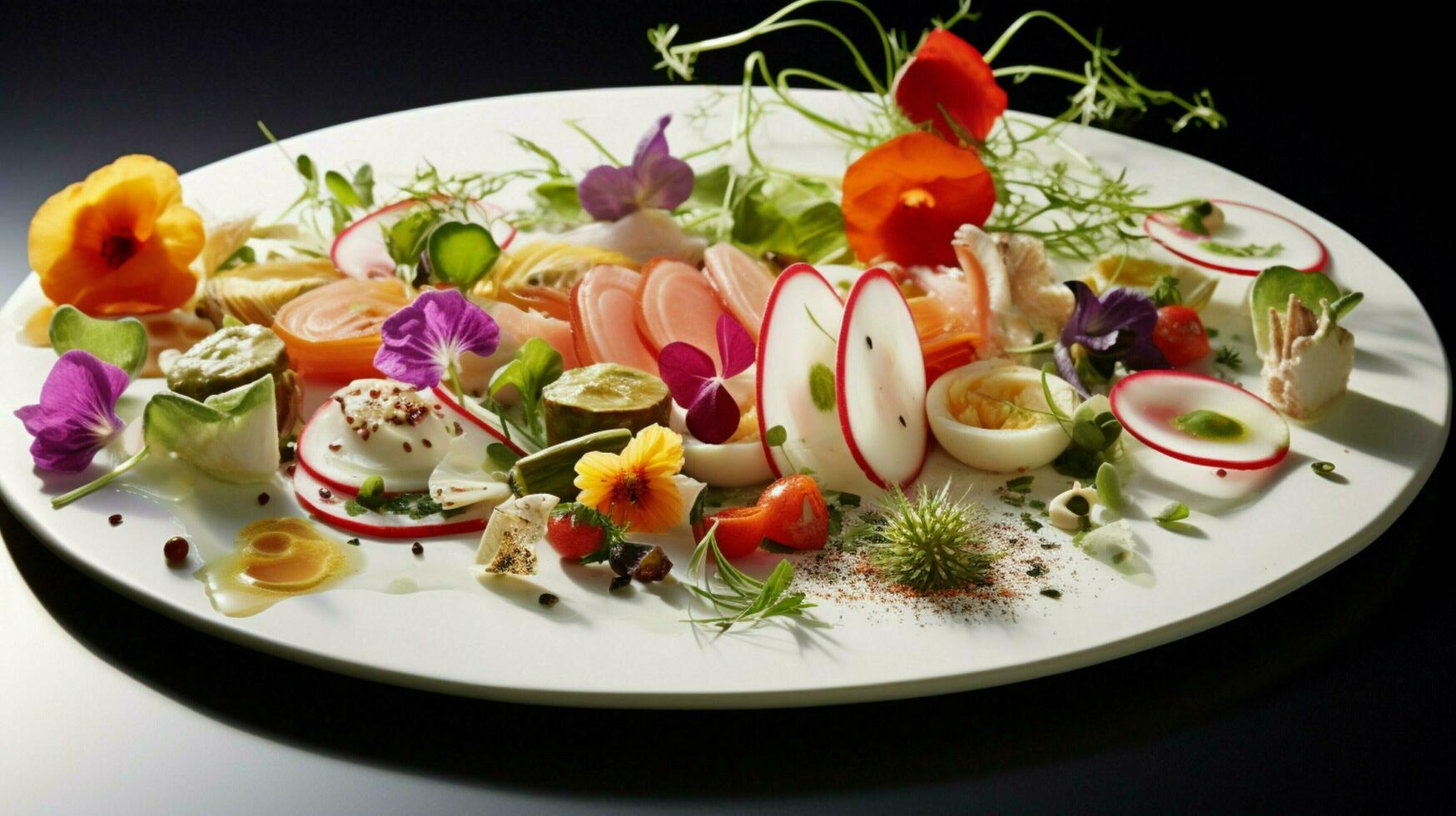 friskhet och mängd på en tallrik en friska gourmet lunch foto