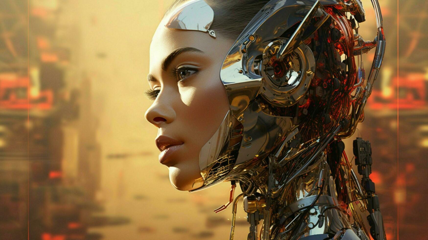 trogen vuxen kvinna teknologi robot vetenskap cyborg foto