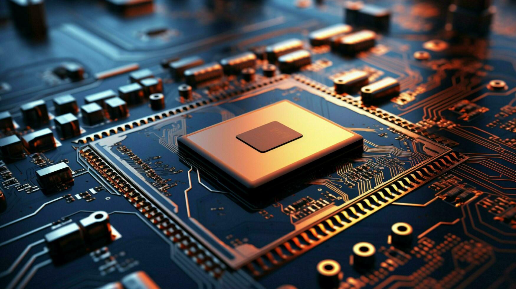 trogen maskineri arbetssätt på komplex dator chip foto