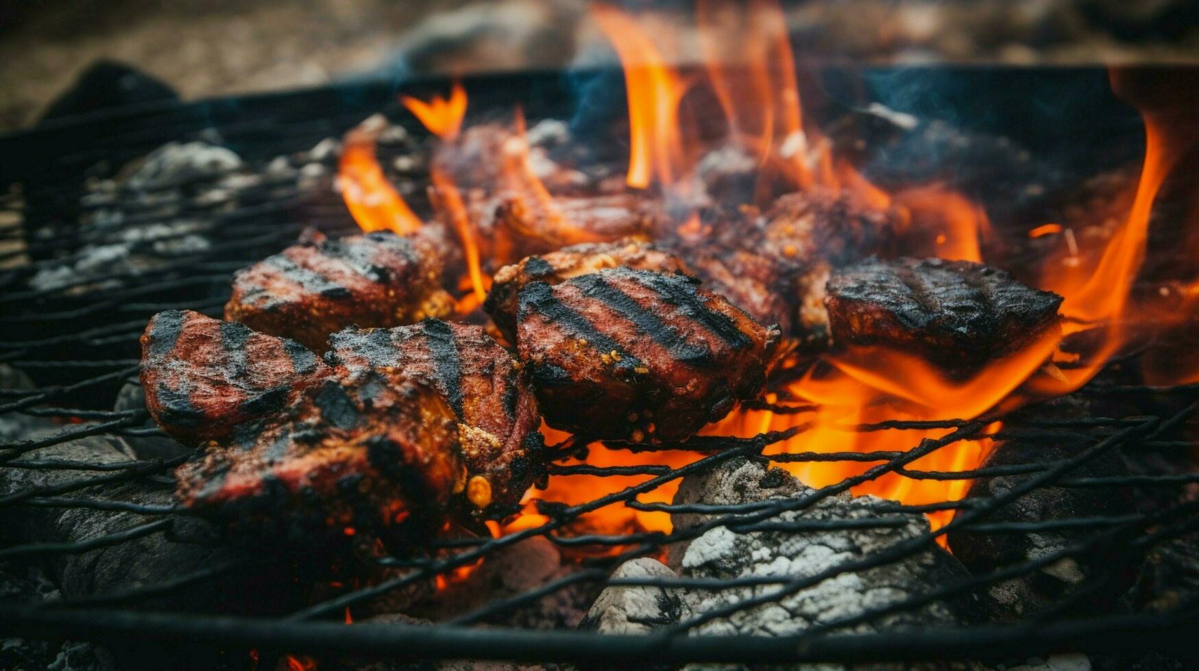 grillad utegrill mat matlagning utomhus kol stänga upp måltid foto