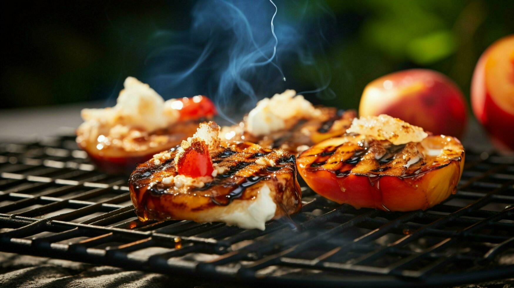 grillad efterrätt på kyl- kuggstång eftergiven sommar förfriskning foto