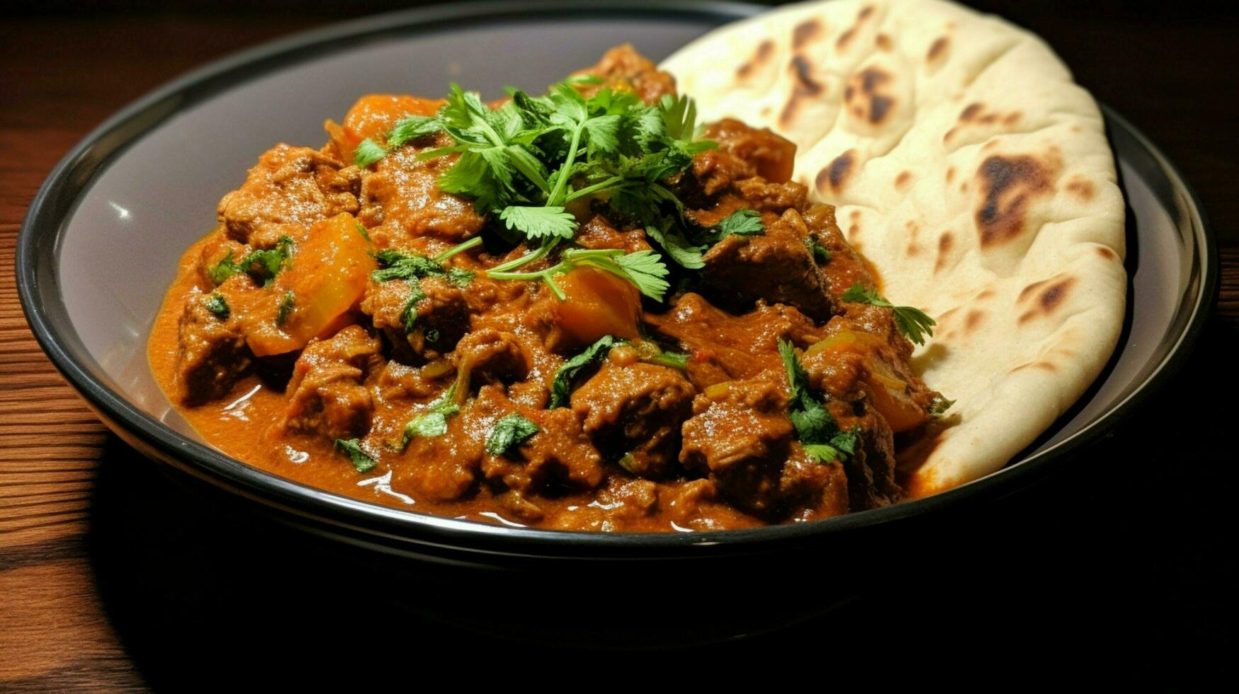 friska hemlagad måltid nötkött curry med naan foto