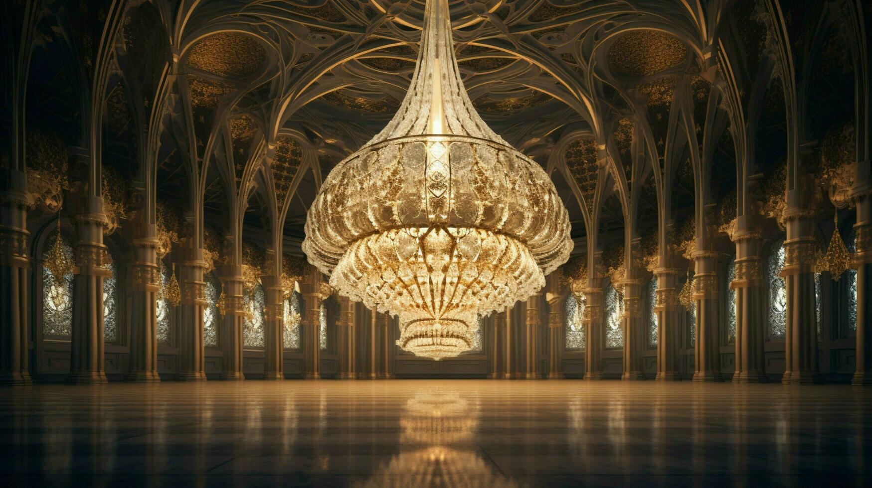utsmyckad kristallkrona tänds majestätisk moské elegant foto