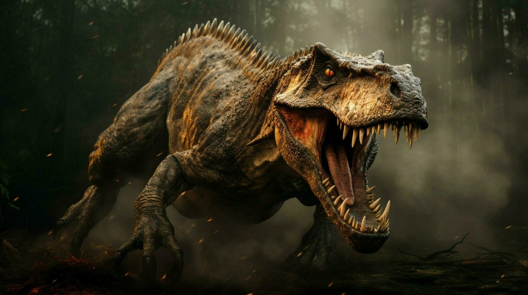 läskigt dinosaurie rytande i förhistorisk epok foto