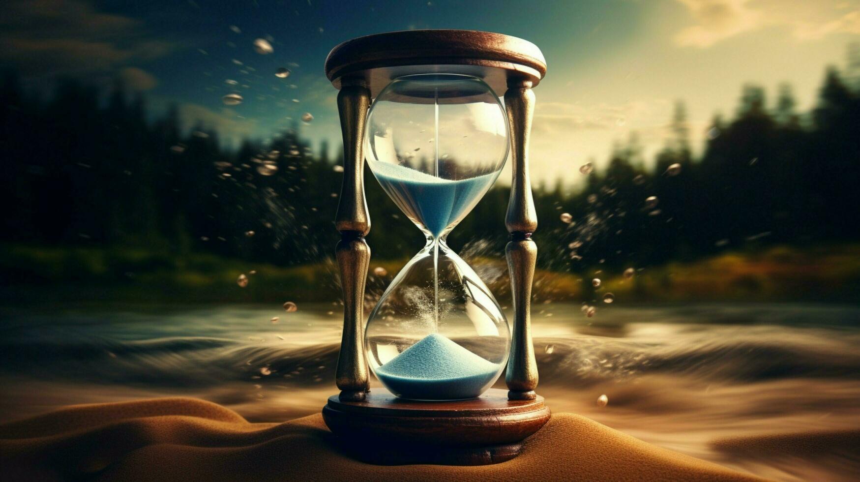 tid flöden tycka om sand i ett timglas foto