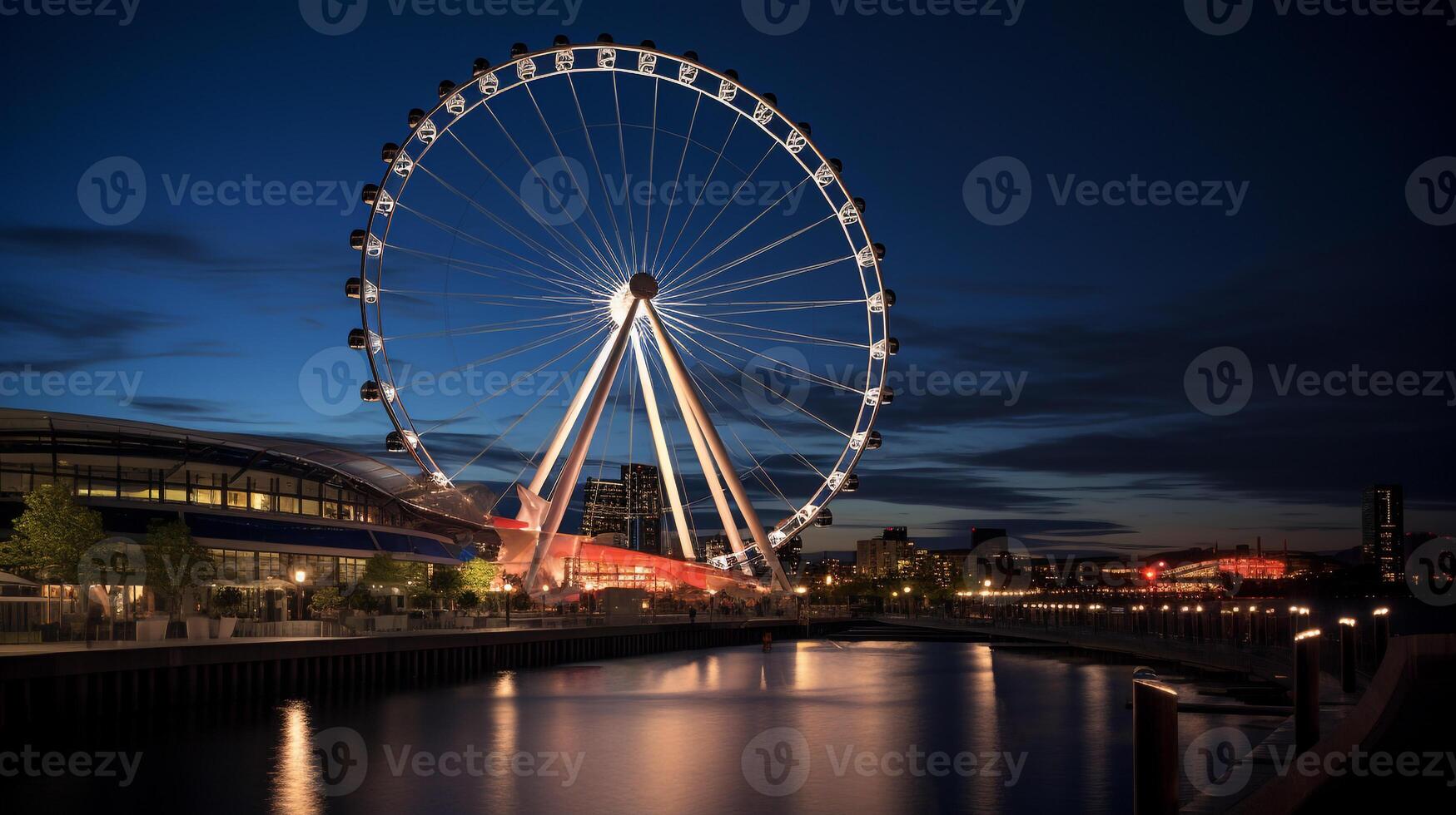 natt se av melbourne stjärna observation hjul. generativ ai foto