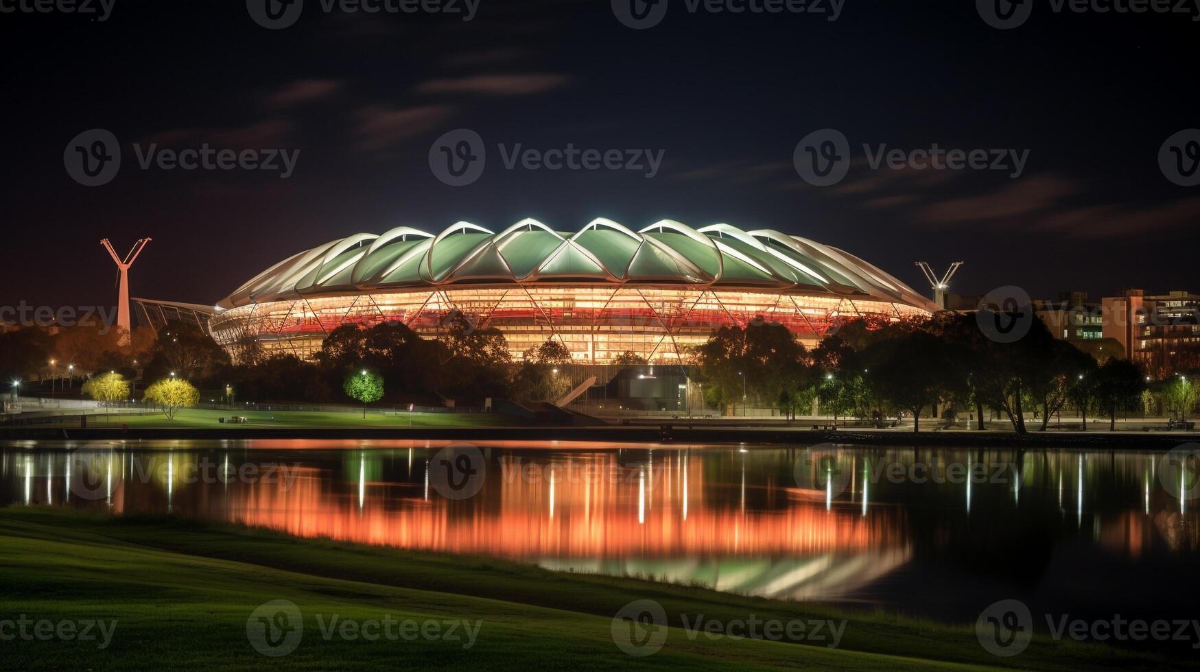 natt se av de adelaide oval. generativ ai foto