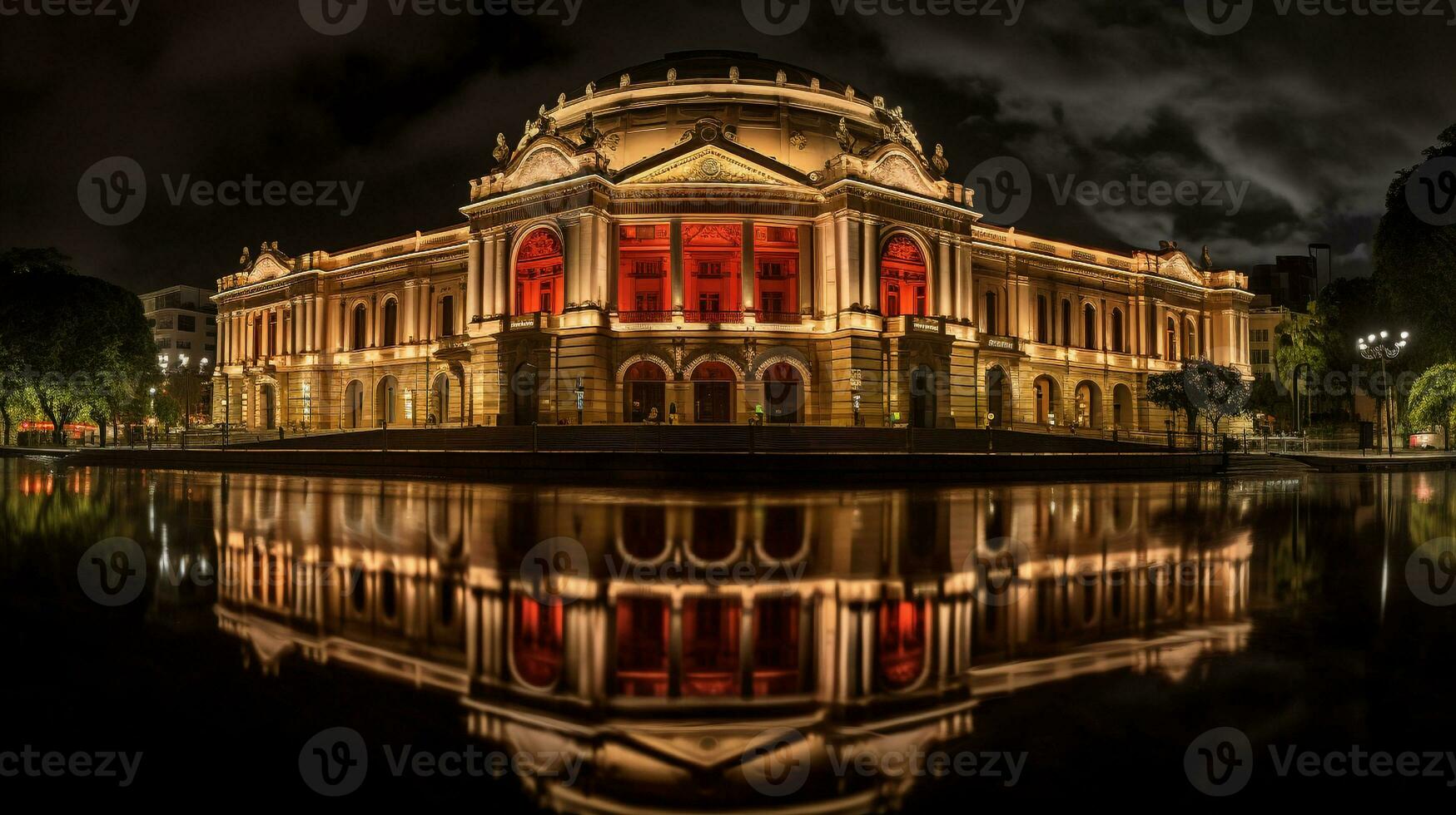 natt se av teatro amazonor. generativ ai foto