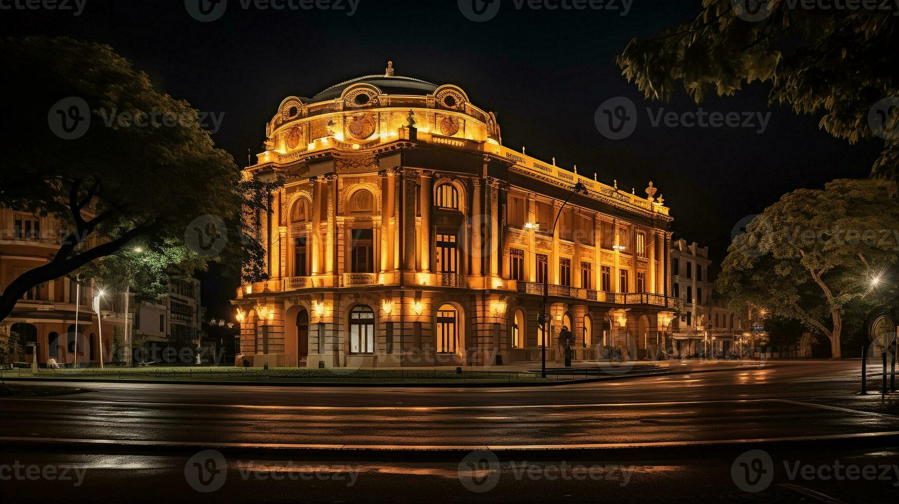 natt se av teatro amazonor. generativ ai foto