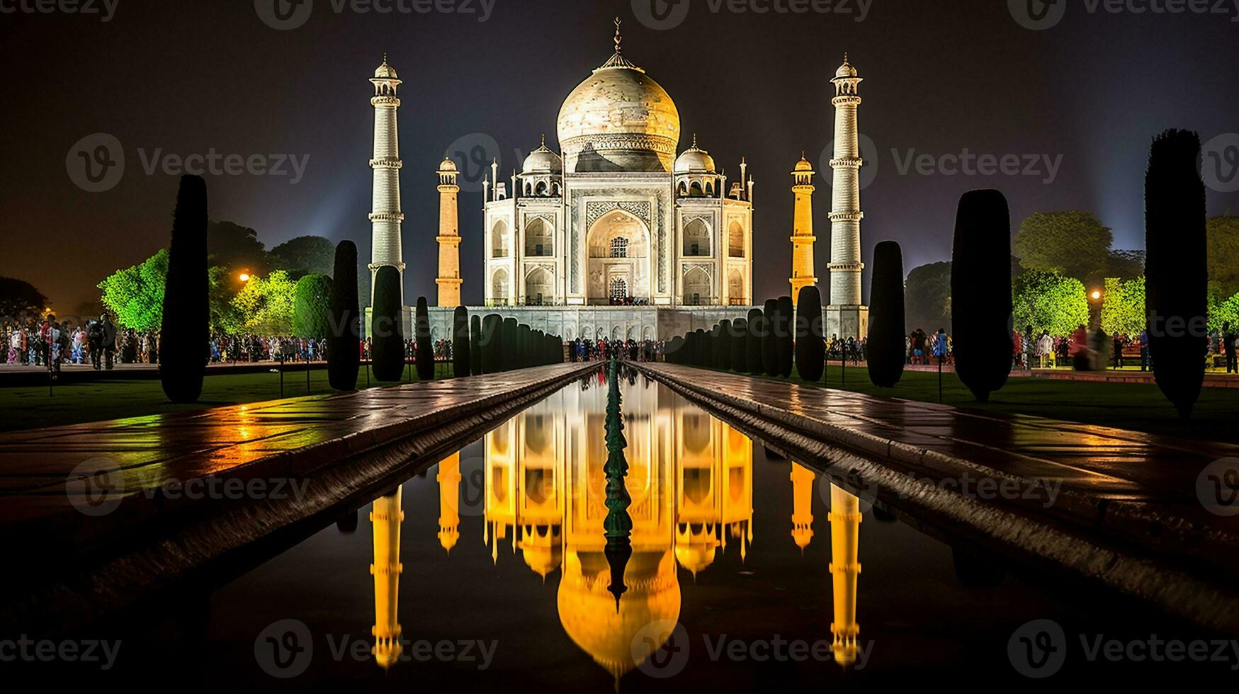 natt se av de taj mahal. generativ ai foto