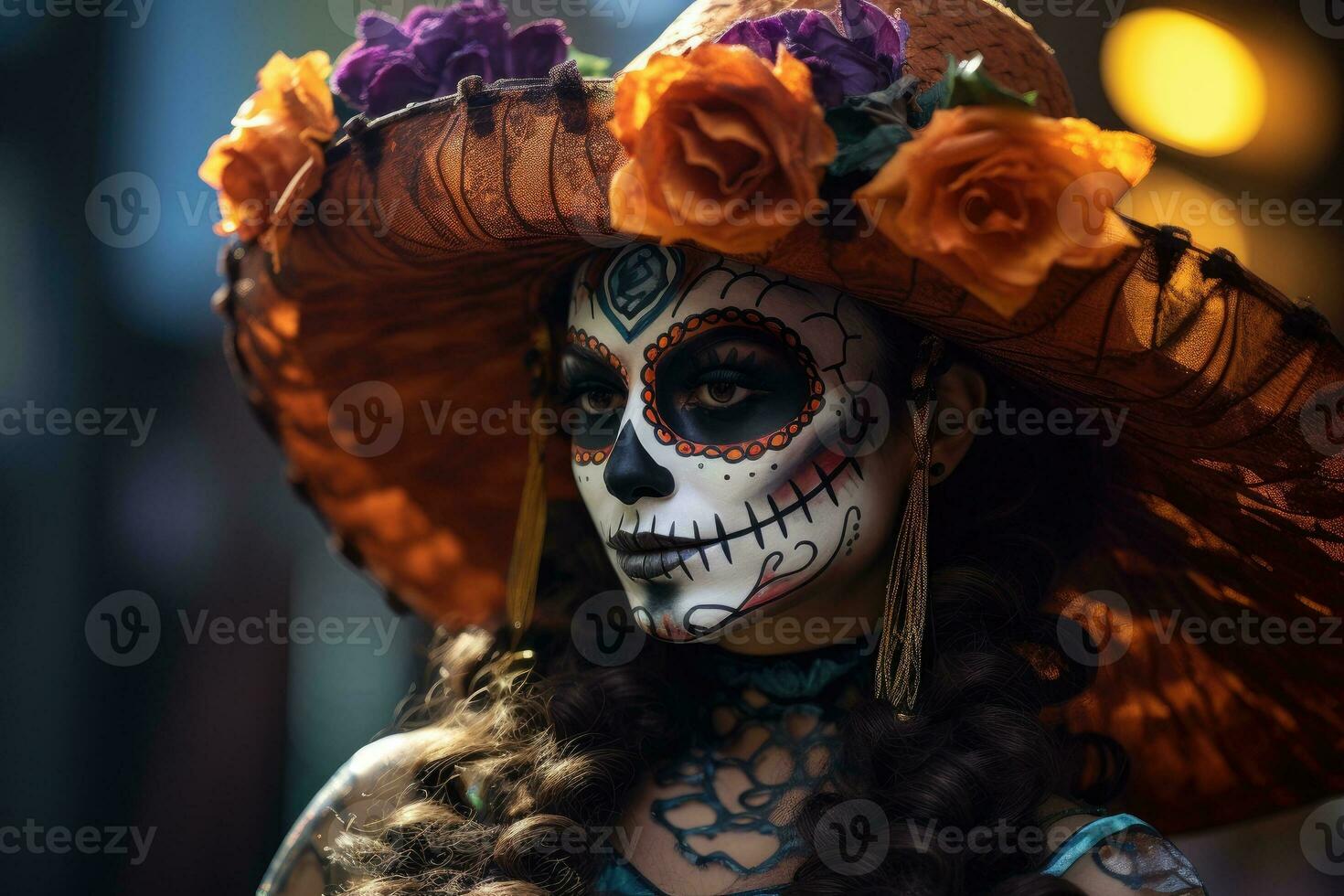 mexikansk Catrina, traditionell skelett för dag av de död- eller halloween i mexico foto