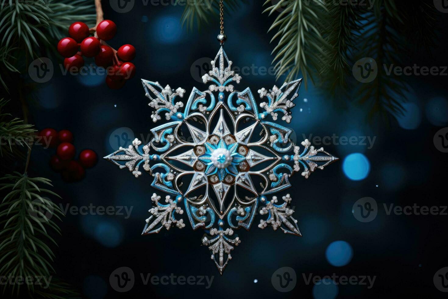 jul dekoration med en snöflinga stjärna foto