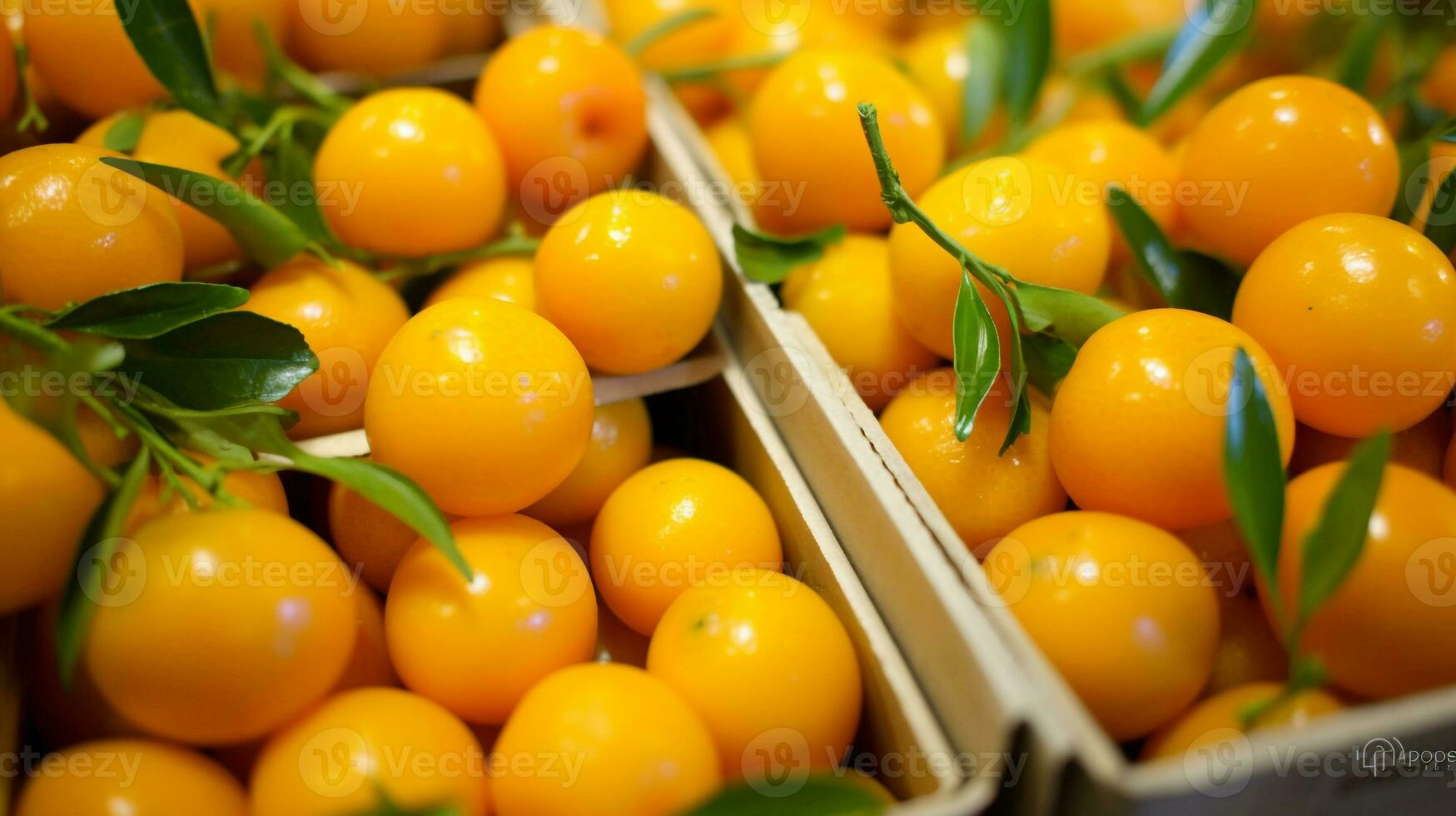nyligen plockade kumquat frukt från trädgård placerad i de lådor. generativ ai foto