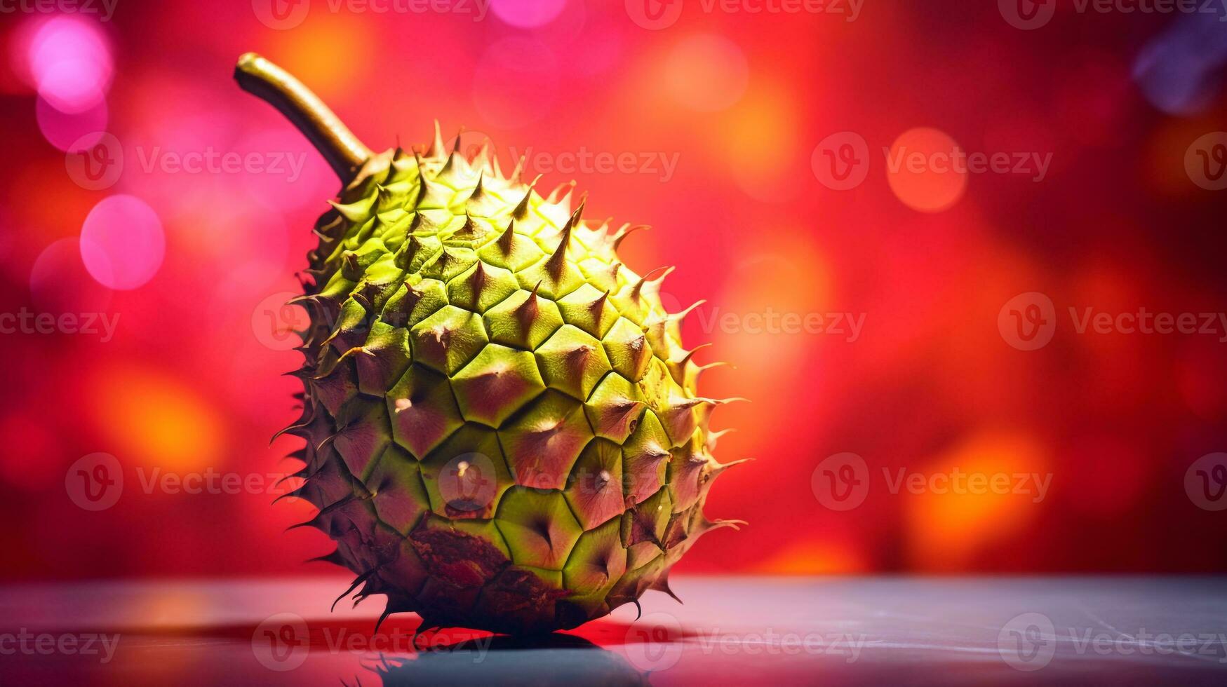Foto av soursop frukt halv mot en färgrik abstrakt bakgrund. generativ ai