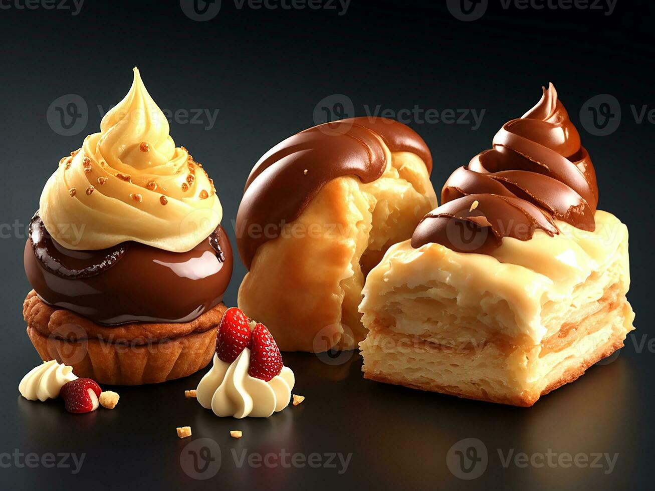 muffins med choklad. generativ ai foto