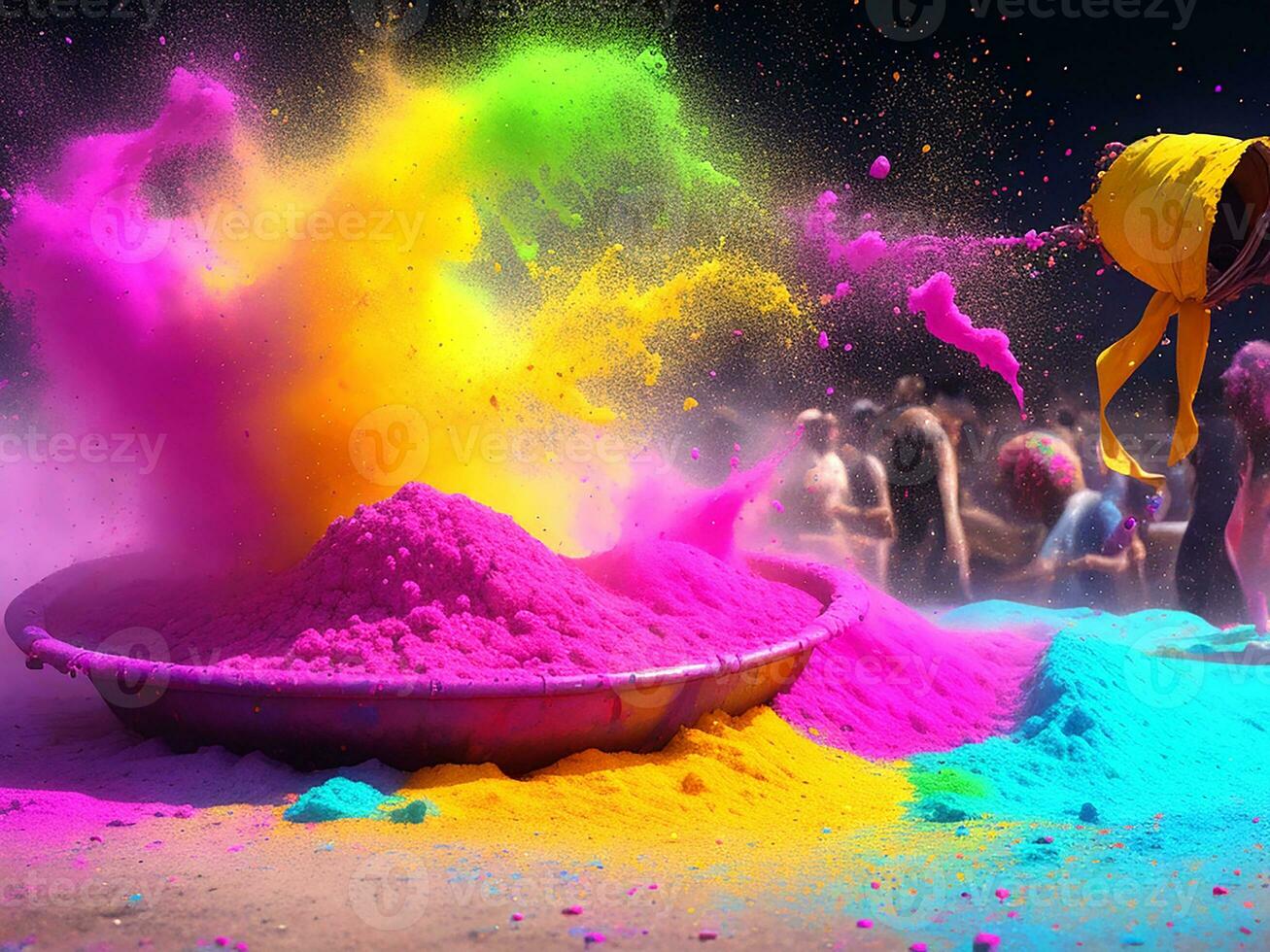 Lycklig holi festival bakgrund. generativ ai foto