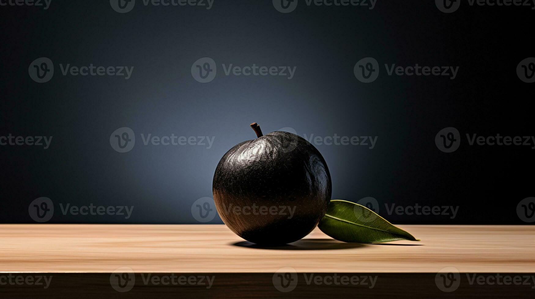 Foto av svart sapote på en minimalistisk tabell. generativ ai