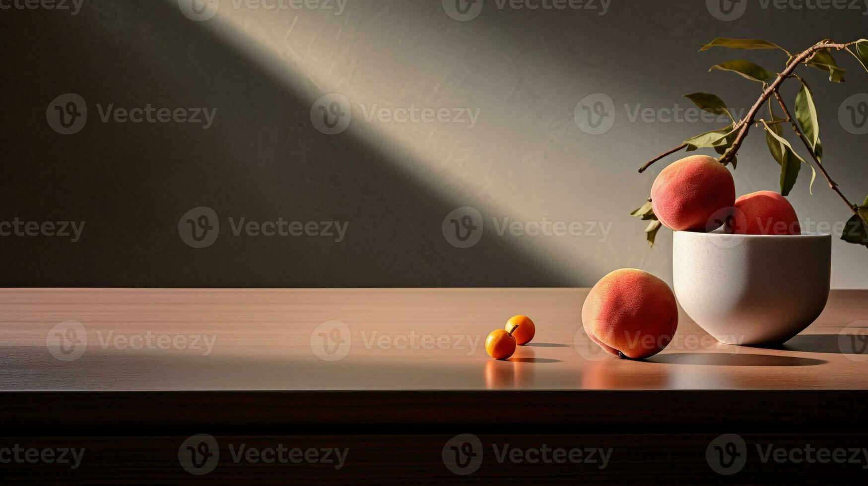Foto av carica frukt på en minimalistisk tabell. generativ ai